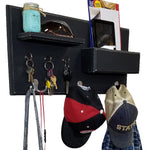 Hamilton Elite Wall Mounted Organizer, Shown in Kettle Black with Nickel Hooks