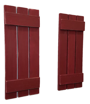 Board & Batten Shutters - 20 Paint Colors, Shown in Sundried Tomato Red