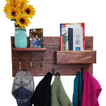 Hamilton Elite Wall Mounted Mail Organizer, Shown in Red Mahogany with Oiled Bronze Hooks