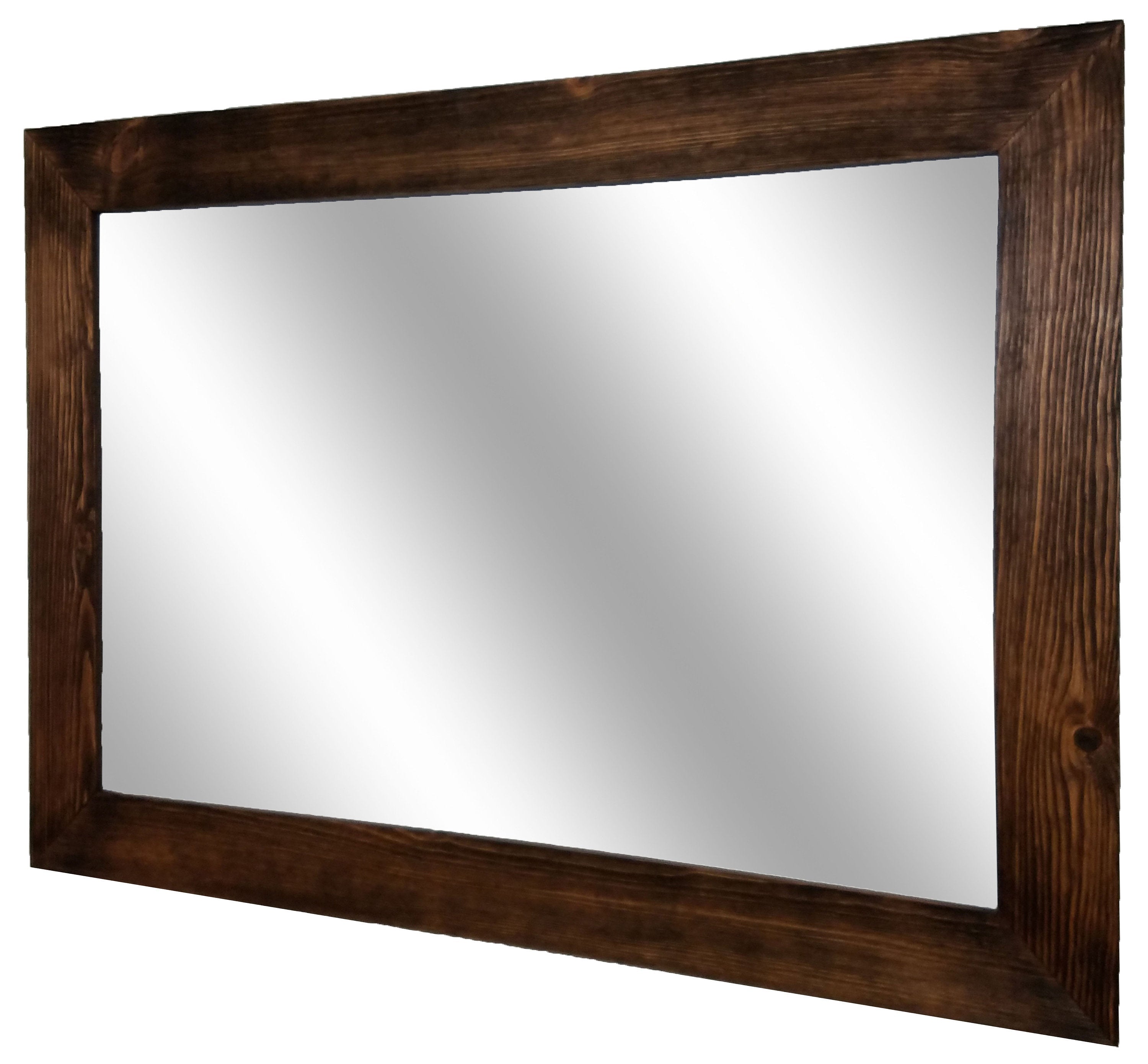 Shiplap Reclaimed Wood Mirror Shown in Special Walnut, 4 Sizes & 20 Stains - Renewed Decor & Storage