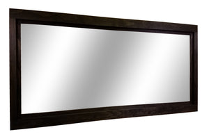 Farmhouse Wood Framed Wall Mirror, 5 Sizes & 20 Colors, Shown in Ebony