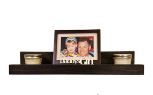 Farmhouse Rustic Wooden Ledge Shelf, 11 Sizes & 20 Stain Colors, Shown in Ebony