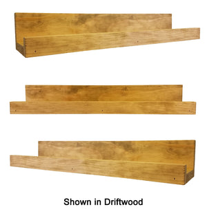 Farmhouse Rustic Wooden Picture Ledge Shelf, 11 Sizes & 20 Colors, Shown in Driftwood