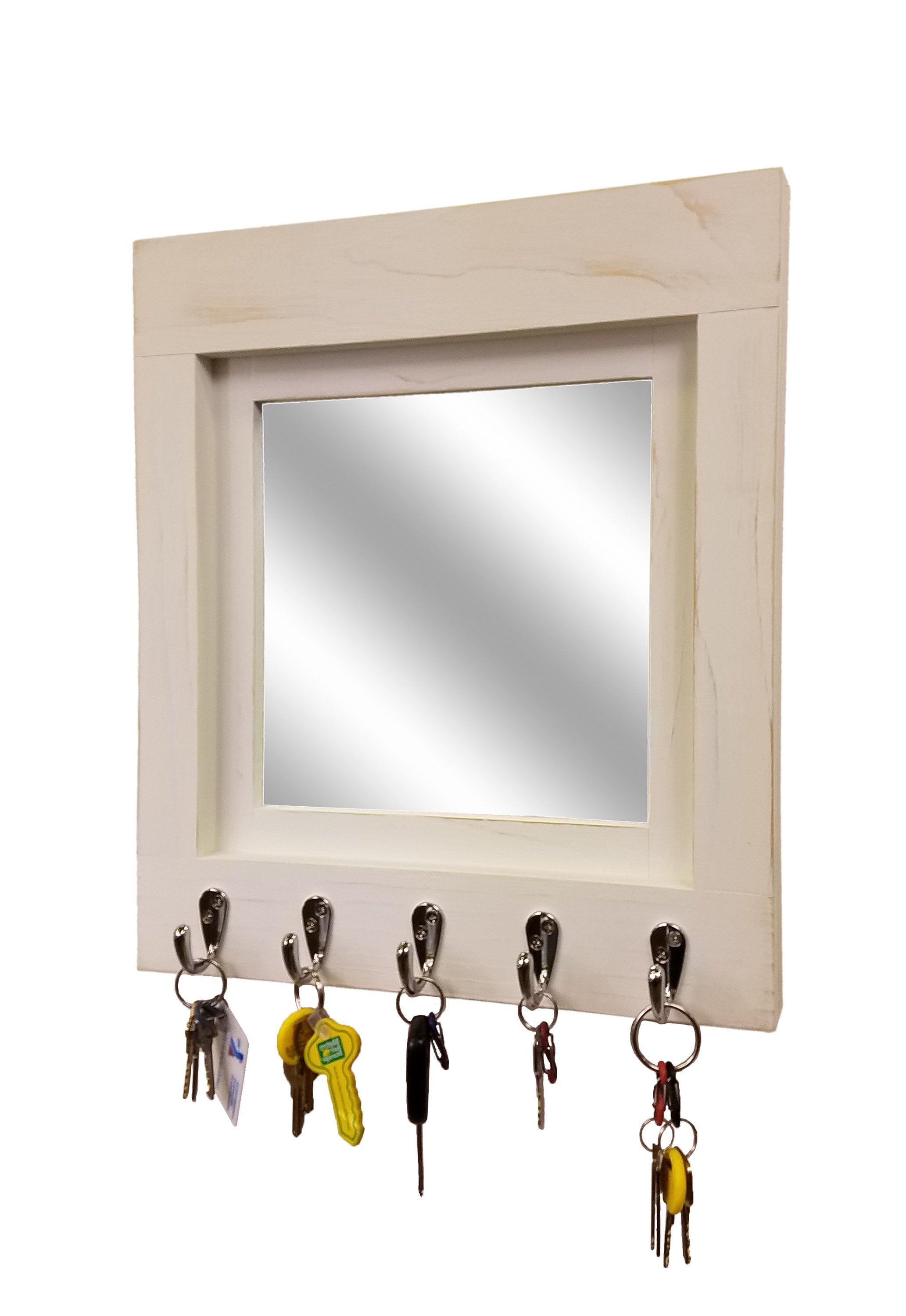 Quakertown Farmhouse Mirror With Hooks, 20 Paint Colors - Renewed Decor & Storage