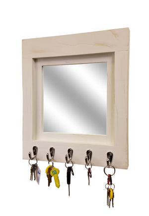 Quakertown Farmhouse Mirror With Hooks, 20 Paint Colors - Renewed Decor & Storage