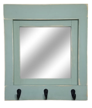 Quakertown Farmhouse Mirror With Hooks, 20 Paint Colors - Renewed Decor & Storage
