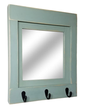 Quakertown Farmhouse Mirror With Hooks, 20 Paint Colors - Renewed Decor & Storage