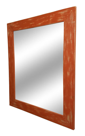 Shiplap Rustic Framed Wall Mirror, 20 Paint Colors, Shown in Burnt Orange, Handmade in the USA