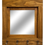 Quakertown Farmhouse Mirror With Hooks, 20 Stain Colors - Renewed Decor & Storage