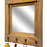 Quakertown Farmhouse Mirror With Hooks, 20 Stain Colors - Renewed Decor & Storage