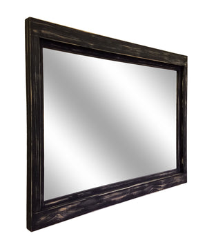 Farmhouse Wood Framed Wall Mirror, 5 Sizes & 20 Colors, Shown in Kettle Black