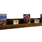 Farmhouse Rustic Wooden Ledge Shelf, 11 Sizes & 20 Stain Colors, Shown in Dark Walnut