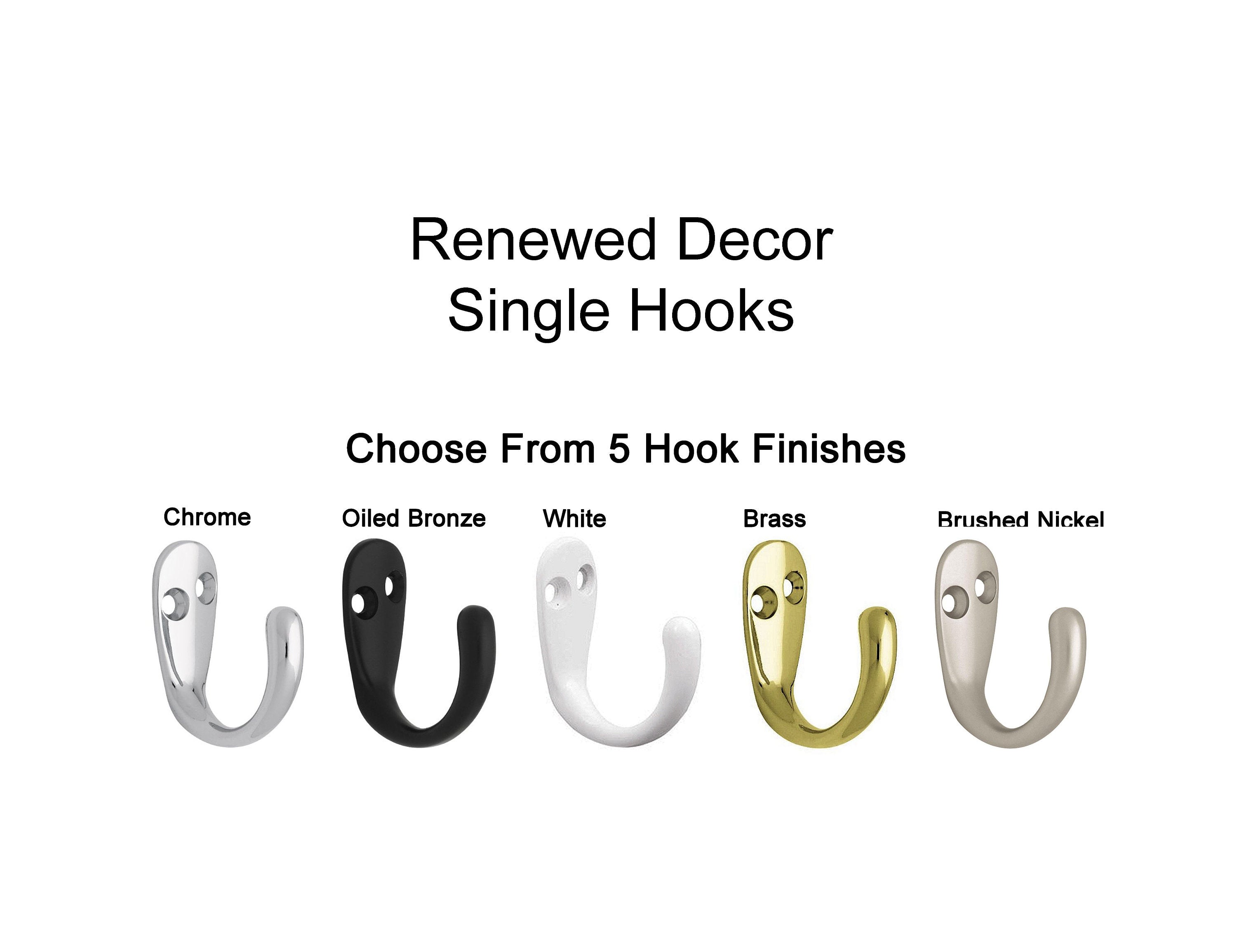 Single Prong Metal Hook, 5 Finishes
