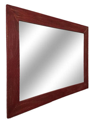 Shiplap Reclaimed Wood Mirror Shown in Sundried Tomato Red, 4 Sizes & 20 Colors - Renewed Decor & Storage