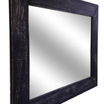 Shiplap Rustic Framed Wall Mirror, 20 Paint Colors, Shown in Kettle Black, Handmade in the USA