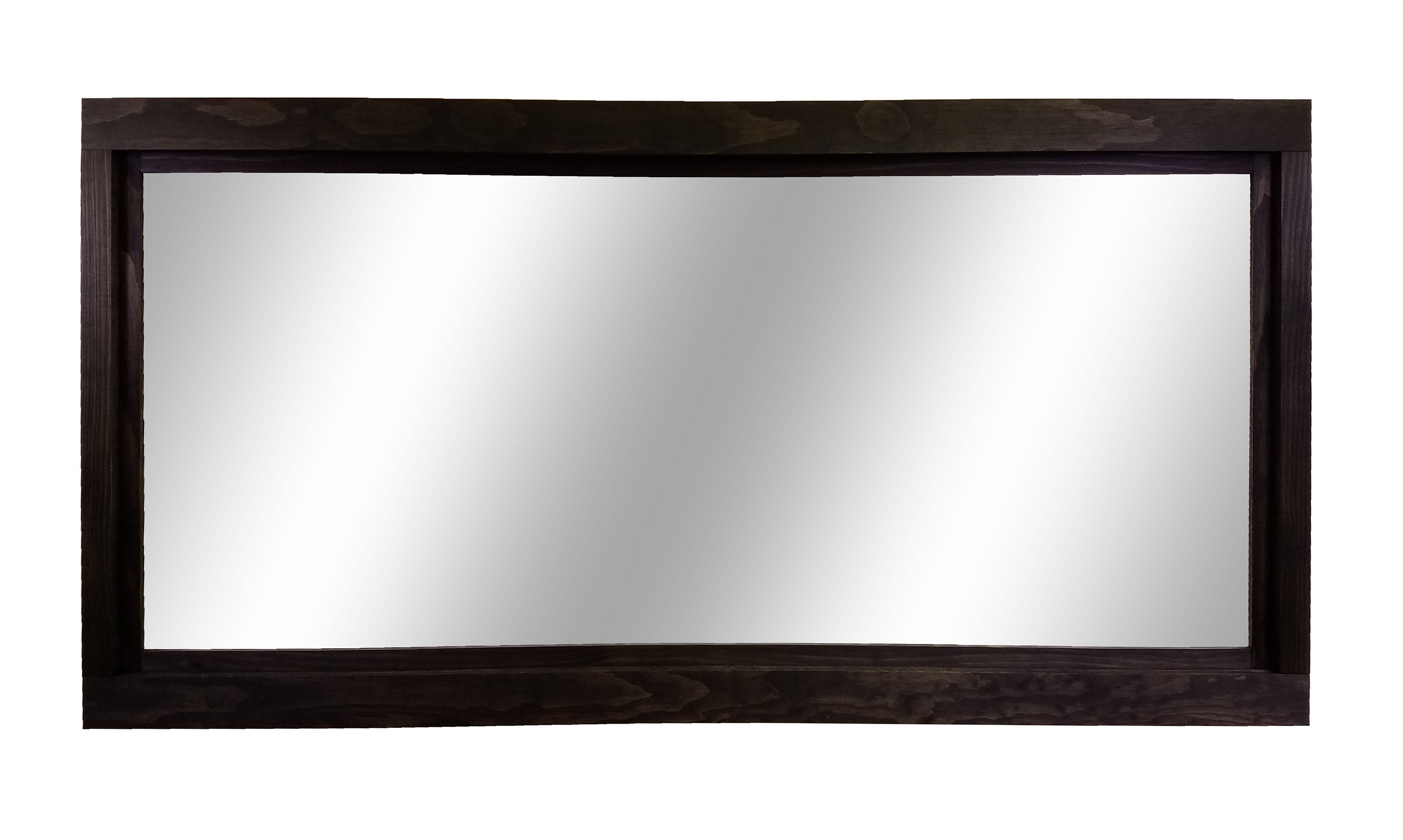 Farmhouse Wood Framed Wall Mirror, 5 Sizes & 20 Colors, Shown in Ebony