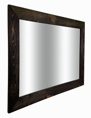 Shiplap Reclaimed Wood Mirror Shown in Ebony, 4 Sizes & 20 Stains - Renewed Decor & Storage