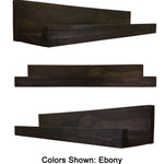 Farmhouse Rustic Wooden Ledge Shelf, 11 Sizes & 20 Stain Colors, Shown in Ebony
