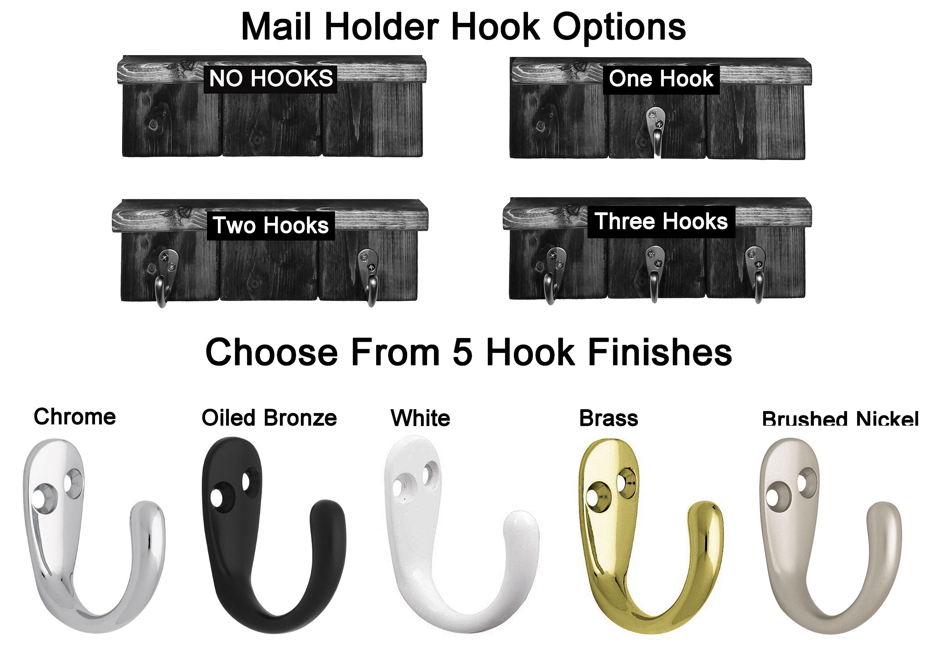 Sydney Mail Slot Number of Single Hooks. 5 Finishes Oiled Bronze, Nickel, Chrome, Brass, White