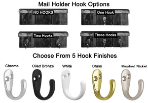Sydney Mail Slot Number of Single Hooks. 5 Finishes Oiled Bronze, Nickel, Chrome, Brass, White
