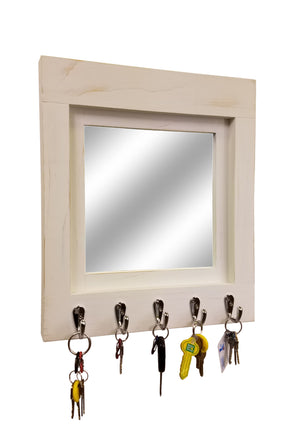 Quakertown Farmhouse Mirror With Hooks, 20 Paint Colors - Renewed Decor & Storage