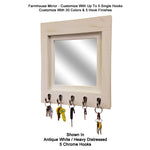 Quakertown Farmhouse Mirror With Hooks, 20 Paint Colors - Renewed Decor & Storage