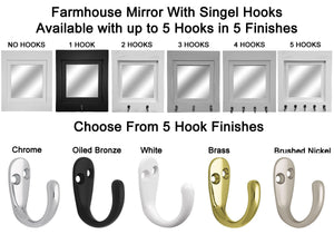 Quakertown Farmhouse Mirror With Hooks, 20 Paint Colors - Renewed Decor & Storage