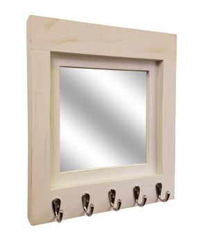Quakertown Farmhouse Mirror With Hooks, 20 Paint Colors - Renewed Decor & Storage