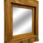 Quakertown Farmhouse Mirror With Hooks, 20 Stain Colors - Renewed Decor & Storage