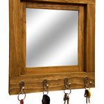 Quakertown Farmhouse Mirror With Hooks, 20 Stain Colors - Renewed Decor & Storage