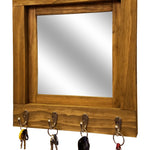Quakertown Farmhouse Mirror With Hooks, 20 Stain Colors - Renewed Decor & Storage