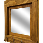 Quakertown Farmhouse Mirror With Hooks, 20 Stain Colors - Renewed Decor & Storage