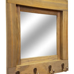Quakertown Farmhouse Mirror With Hooks, 20 Stain Colors - Renewed Decor & Storage