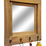 Quakertown Farmhouse Mirror With Hooks, 20 Stain Colors - Renewed Decor & Storage