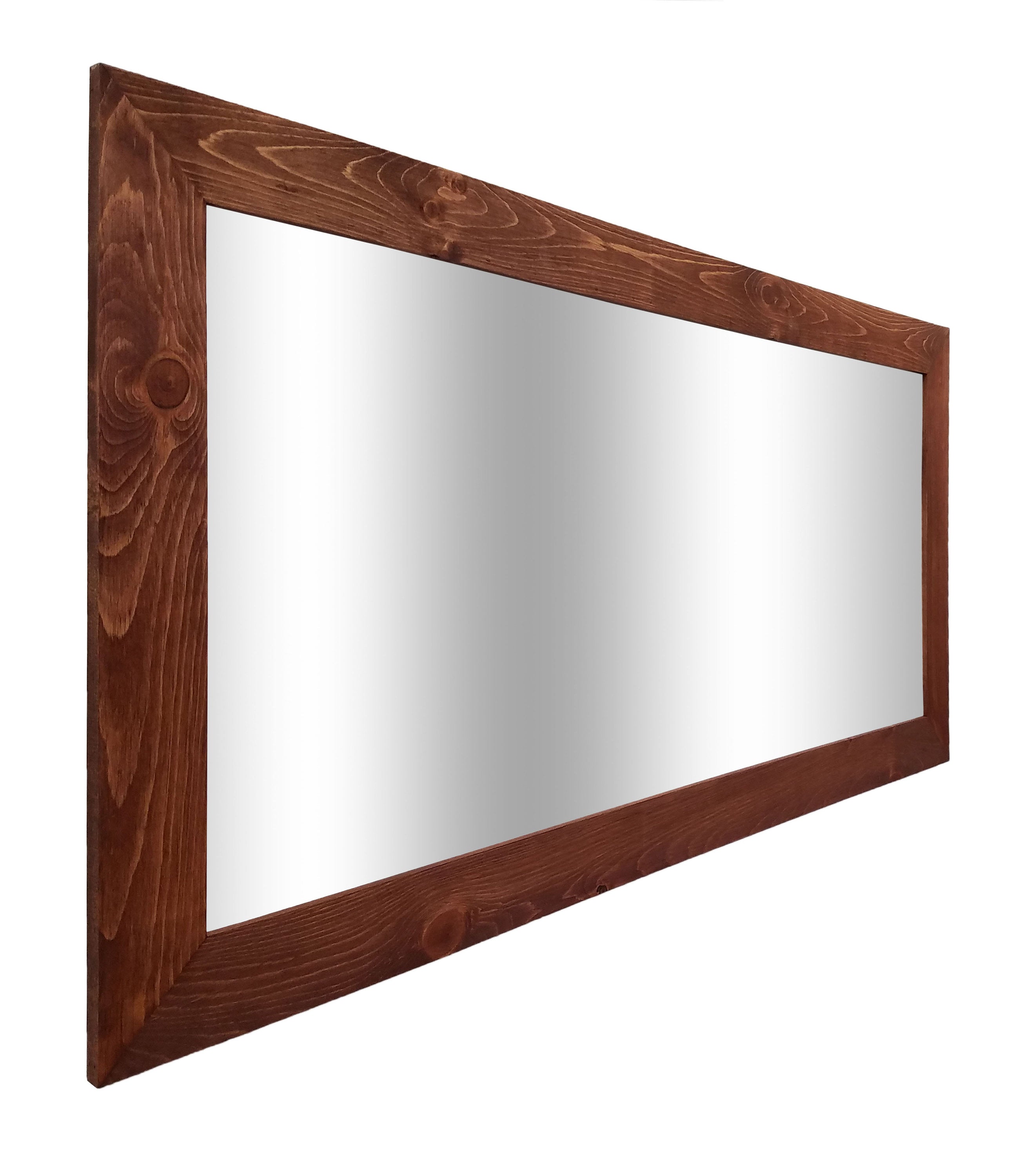 Shiplap Reclaimed Wood Mirror Shown in English Chestnut, 4 Sizes & 20 Stains - Renewed Decor & Storage