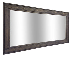 Herringbone Reclaimed Styled Wood Mirror, 5 Sizes & 20 Stain Colors, Shown in Classic Gray