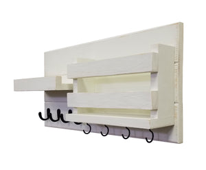 Restyled Farmhouse Mail Organizer with Hooks, Entryway Organizer, Key Holder for Wall, Wall Shelf - Renewed Decor & Storage
