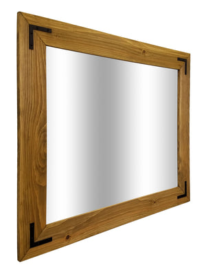 Accent Bracket Shiplap Rustic Framed Wall Mirror, 20 Colors, Shown in Driftwood & Custom Sizes 