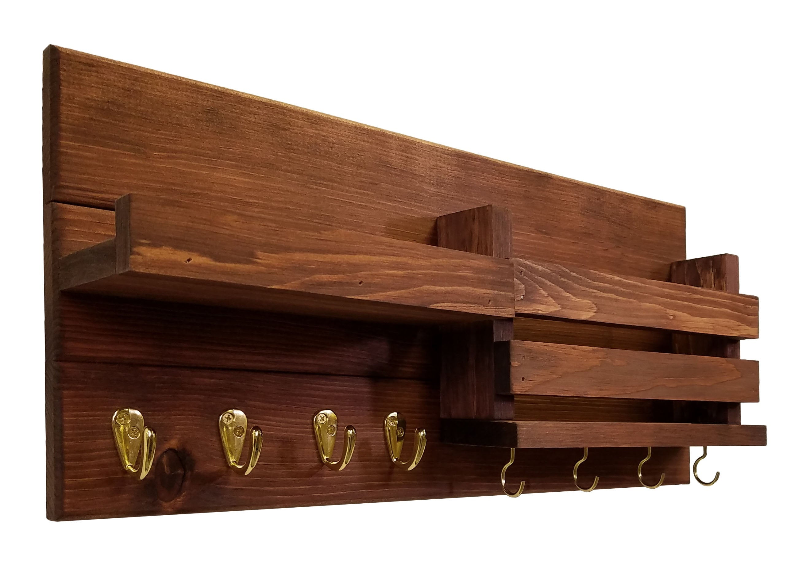 Restyled Farmhouse Mail Organizer Shelf Hooks Handmade in the USA
