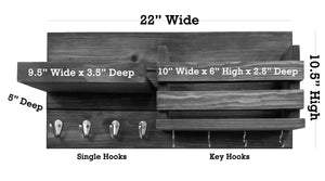 Restyled Farmhouse Mail Organizer with Hooks, Entryway Organizer, Key Holder for Wall, Wall Shelf - Renewed Decor & Storage