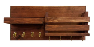 Restyled Farmhouse Mail Organizer with Hooks, Entryway Organizer, Key Holder for Wall, Wall Shelf - Renewed Decor & Storage