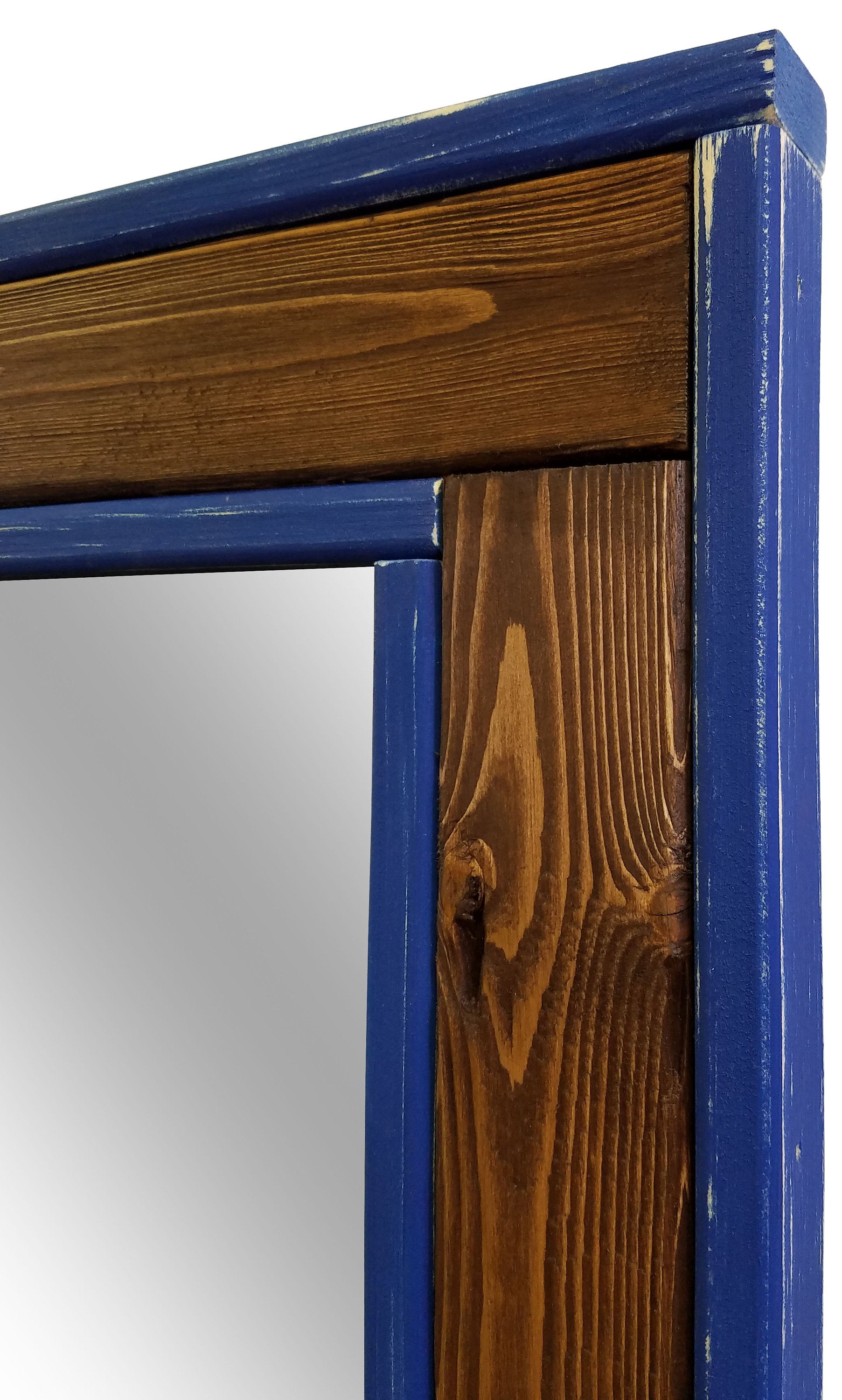 Rittenhouse Herringbone Decorative Large Rustic Wood Frame Mirror - Renewed Decor & Storage