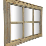 6 Pane Herringbone Rustic Wall Mirror, 2 Sizes & 20 Colors, Shown in Weathered Oak