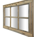 6 Pane Herringbone Rustic Wall Mirror, 2 Sizes & 20 Colors, Shown in Weathered Oak