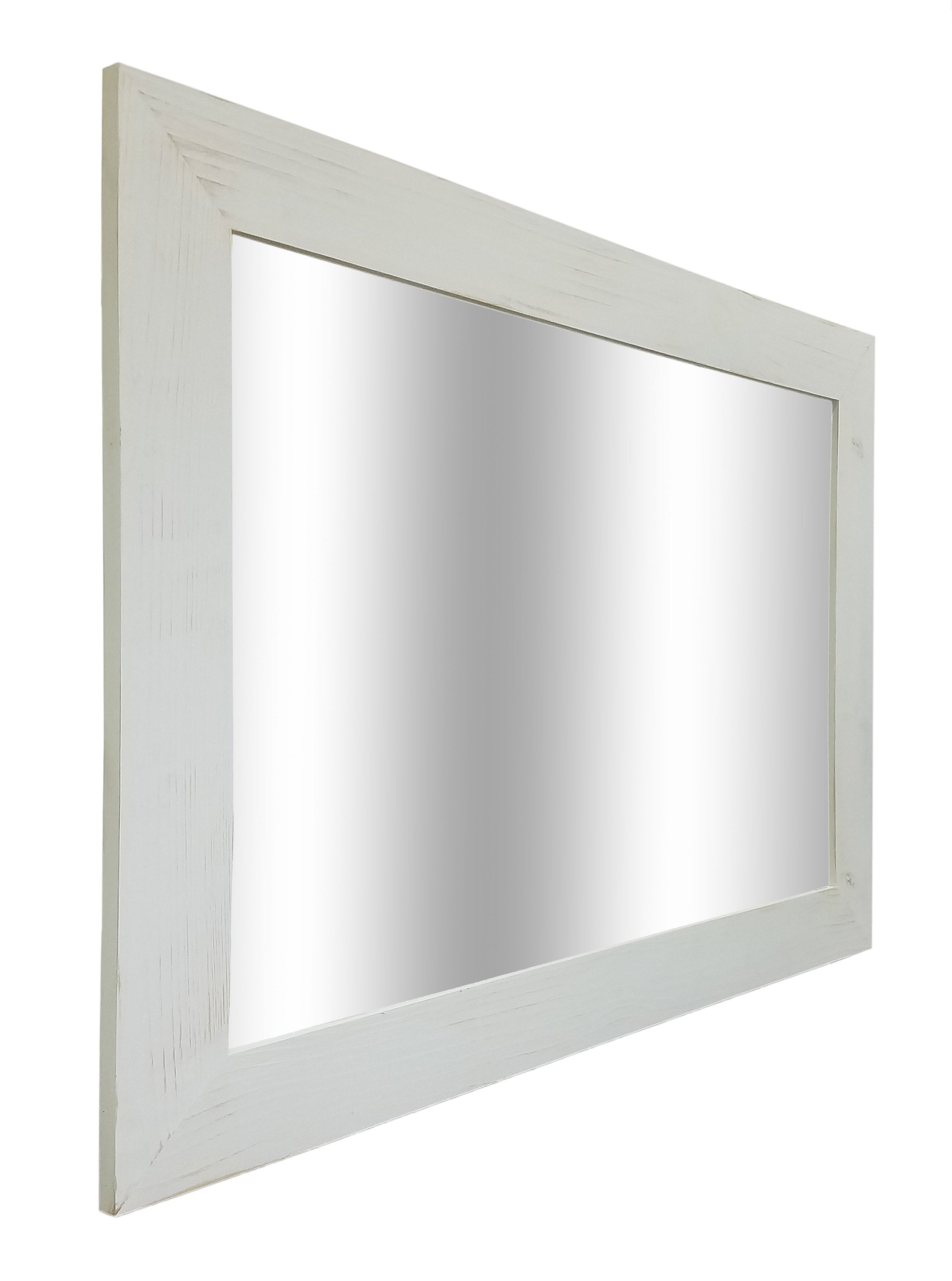 Shiplap Rustic Framed Wall Mirror, 20 Paint Colors, Shown in Antique White, Handmade in the USA