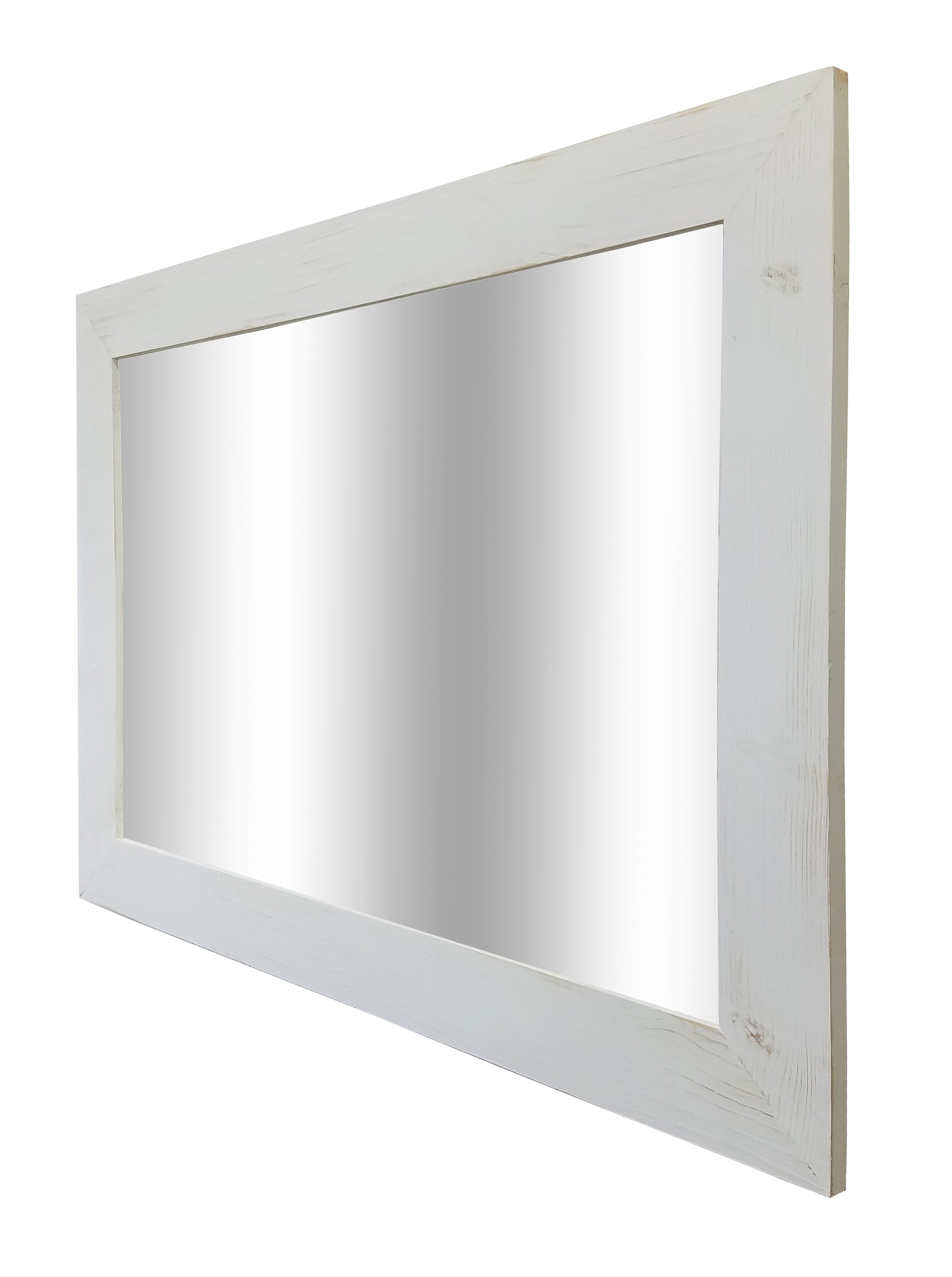 Shiplap Rustic Framed Wall Mirror, 20 Paint Colors, Shown in Antique White, Handmade in the USA