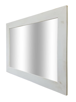 Shiplap Rustic Framed Wall Mirror, 20 Paint Colors, Shown in Antique White, Handmade in the USA