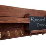 Restyled Memo Chalkboard Farmhouse Mail Organizer with Hooks, Entryway Organizer - Renewed Decor & Storage