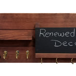 Restyled Memo Chalkboard Farmhouse Mail Organizer with Hooks, Entryway Organizer - Renewed Decor & Storage