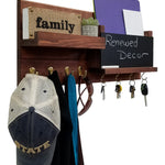 Restyled Memo Chalkboard Farmhouse Mail Organizer with Hooks, Entryway Organizer - Renewed Decor & Storage